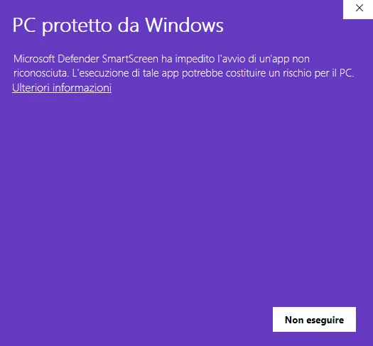 Windows protected your PC window with the More info link