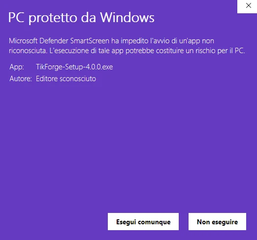 Windows protected your PC window with the Run anyway button